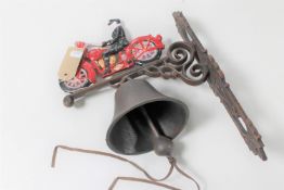 A cast iron bell on bracket - motor car