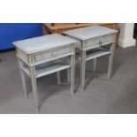 A pair of shabby chic bedside tables fitted a drawer