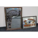 A framed Newcastle Brown Ale Golden Jubilee Blaydon Races picture mirror together with a further