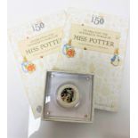 A Royal Mint Benjamin Bunny 2017 50p silver proof coin celebrating Beatrix Potter and her little