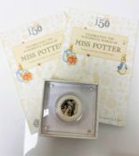 A Royal Mint Benjamin Bunny 2017 50p silver proof coin celebrating Beatrix Potter and her little