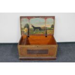 A Victorian pine blanket box,