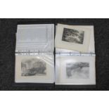 Two albums of antique monochrome engravings including Yorkshire and Northumberland interest