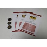 Three 24ct gold miniature commemorative coins; Henry VIII, Isambard Kingdom Brunel and Richard II,