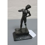 An early twentieth century bronze figure depicting a naked lady, on stepped plinth, height 18.5 cm.
