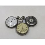 Three antique silver pocket watches - one half hunter, one by John Forrest.