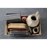 A box of cutlery boxes, inlaid trinket box,