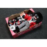 A box of golly bandsmen and soft toys
