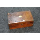 A Victorian brass mounted walnut writing box