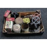 A box of tins, Oxo tins,