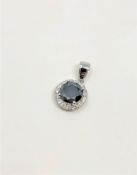 A 14ct gold diamond pendant, featuring round brilliant cut black diamond (1.