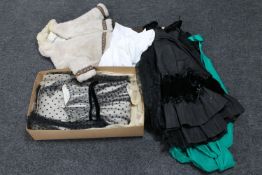 Two boxes of linen dress and clothing