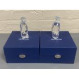 Two Swarovski Crystal figures : Mother and Father penguin,