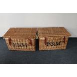 Two large wicker storage hampers