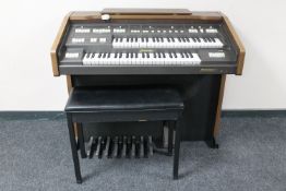 A Farfisa F450 two manual electric organ with stool