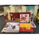 A quantity of canvas pictures