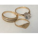 Three 9ct gold dress rings