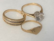 Three 9ct gold dress rings