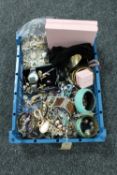 A basket of a large quantity of assorted costume jewellery, gent's Orlando wristwatch,
