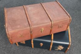 Two cane bound vintage trunks