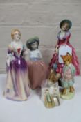 A collection of china figures to include Royal Doulton Priscilla HN 1340 (damaged),