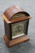 A silvered and brass faced mahogany bracket clock with pendulum CONDITION REPORT: In