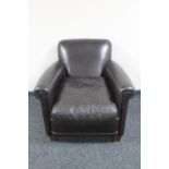 A brown leather armchair