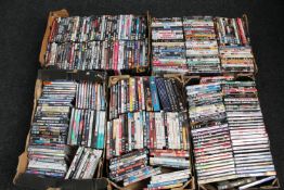 Five boxes containing a large quantity of DVD's