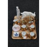 A tray of gilded china, Royal Copenhagen dishes,
