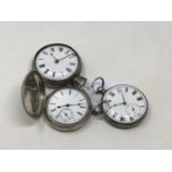 Three silver pocket watches - Full hunter and Georgian verge amongst them.