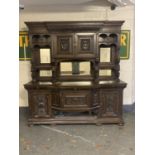 A Victorian oak mirror backed sideboard, width 230 cm.