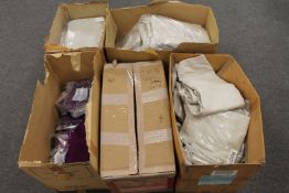 New stock : Three boxes of white lady's trousers, two boxes of purple sequin skirts,