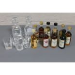 Ten miniature bottles of whisky, Macallan 10 years,