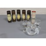 Six miniature bottles of whisky, in tubes, Glenturret 10 years,
