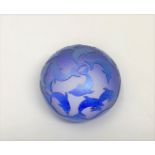 A David Brett iridescent blue cameo glass dolphin paperweight,