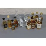 Ten miniature bottles of whisky, Oban 14 years,