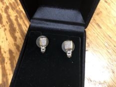 A pair of 14ct two-tone gold diamond set earrings CONDITION REPORT: 3.