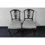 A Victorian commode stool and a pair of Victorian salon chairs