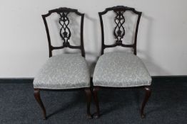 A Victorian commode stool and a pair of Victorian salon chairs