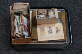 A tray of tea cards, cigarette cards and album, Bibby's annual from 1936,