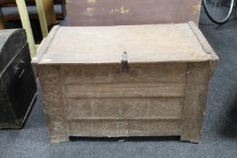 A 19th century rustic wooden storage box