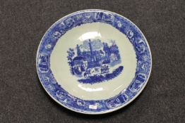 A large Victorian blue and white porcelain serving dish,