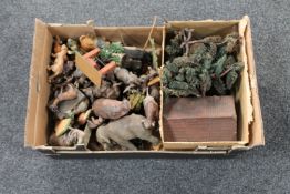 Three boxes of nursery toys, animal figures,