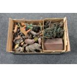 Three boxes of nursery toys, animal figures,