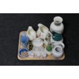 A tray of Wedgwood trinket pots, Denby jug, oriental style vase,
