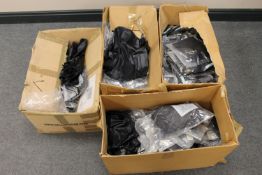 New stock : Four boxes of black satin tops,