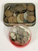 A tin of Georgian and later coins,