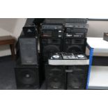 A large quantity of audio and DJ equipment : two x Denon DN-S1000 CDs and Numark mixer,