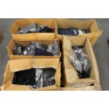 New stock : Five boxes of black satin beaded trousers, denim style strap tops, denim short skirts,