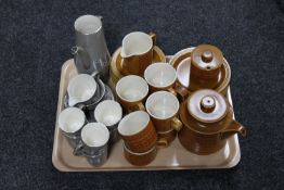 A tray of Hornsea Saffron coffee china,